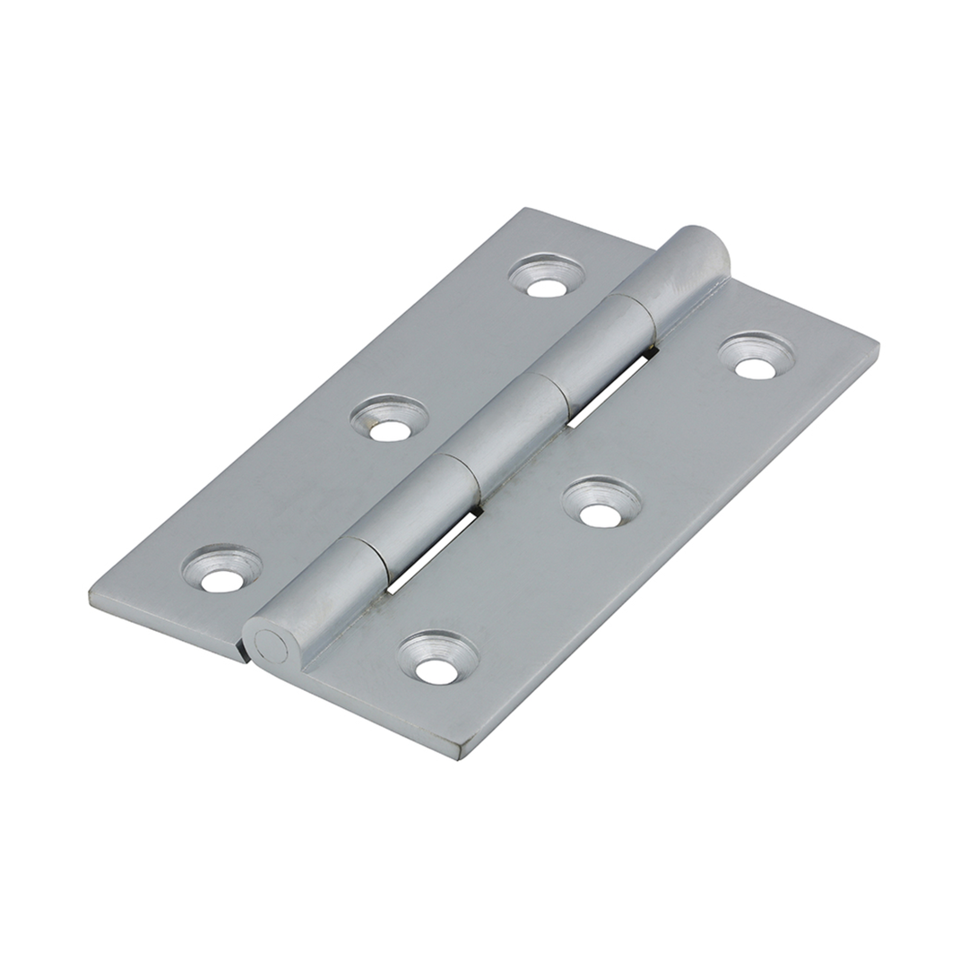 (BAG OF 1 PAIR) Solid Drawn Hinge – Solid Brass Satin Chrome – Square Corner Cabinet & Cupboard Door Hinge