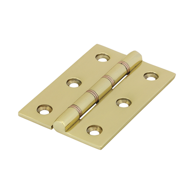 (BOX OF 1 PAIR) Double Phosphor Bronze Washered Butt Hinge – Solid Brass Polished Brass – Smooth Silent Door Movement