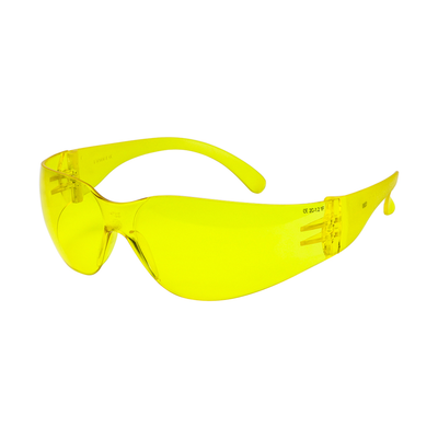 (BAG OF 1) One Size Amber Standard Safety Glasses – Anti-Scratch Polycarbonate Lenses, UV Protection & Frameless Comfort Fit