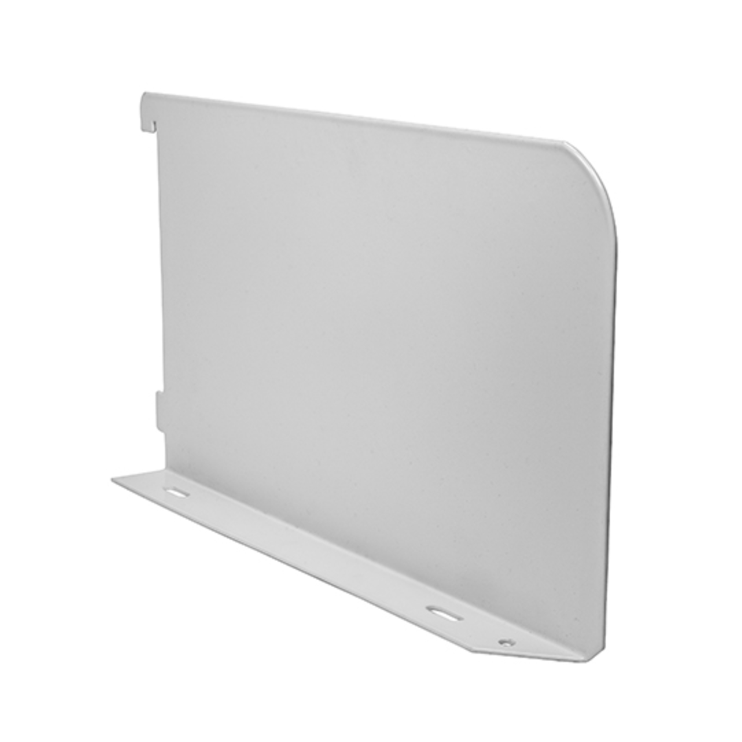 (BAG OF 1 PAIR) Twin Slot Shelf End – White Steel Shelf Support & End Stop for Wall Shelving Systems