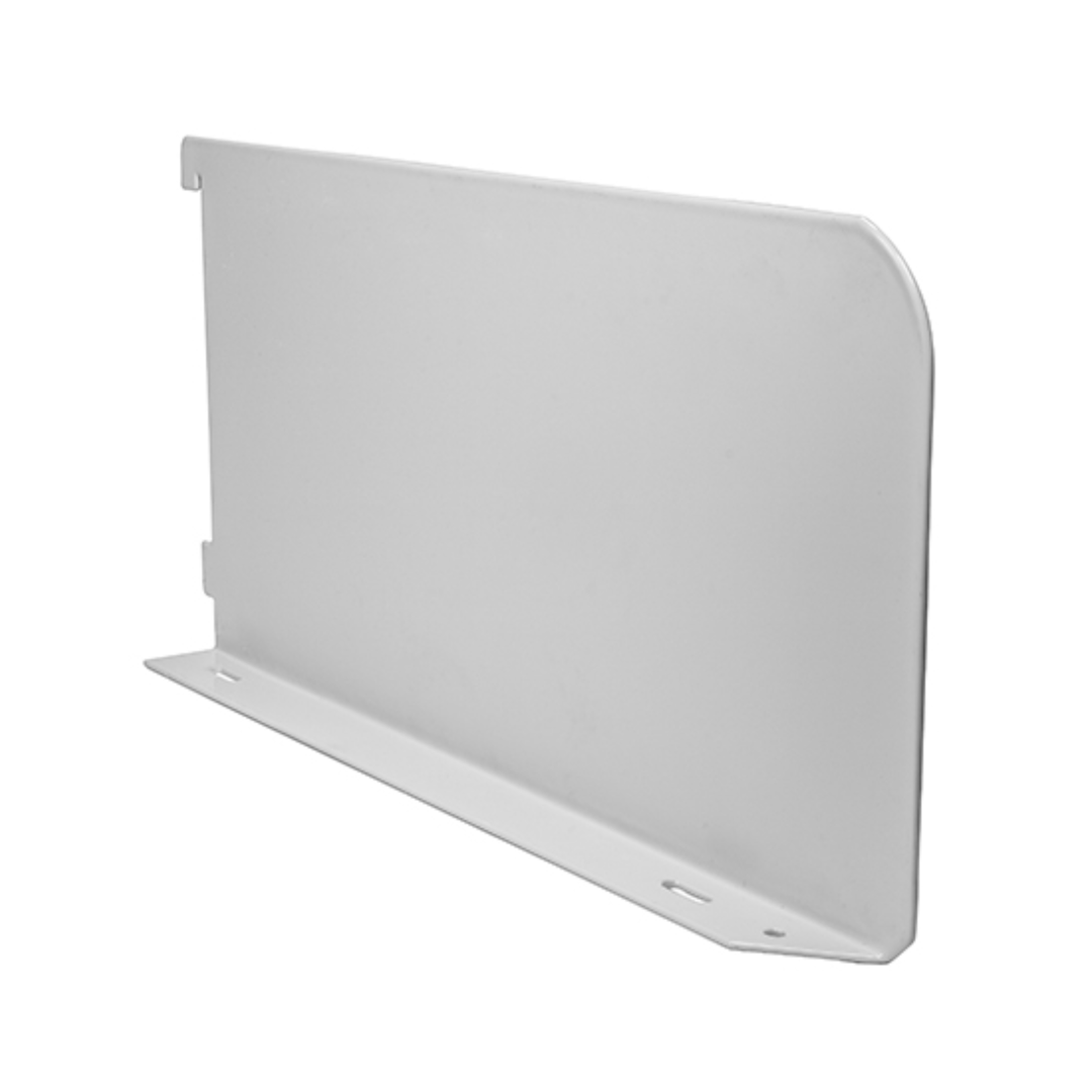 (BAG OF 1 PAIR) Twin Slot Shelf End – White Steel Shelf Support & End Stop for Wall Shelving Systems