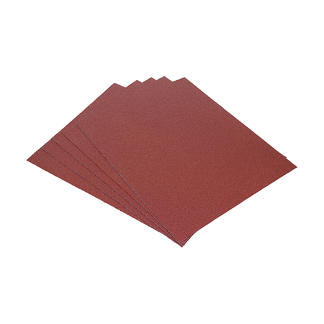 230 x 280mm Sanding Sheets – Red Aluminium Oxide Grit (80/120/180) for Wood, Paint & Plaster Finishing (PACK OF 5)