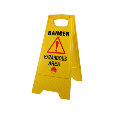 610 x 300 x 30mm A-Frame Safety Sign – Danger Hazardous Area – Foldable Yellow Warning Board for Workplace & Public Safety (BAG OF 1)