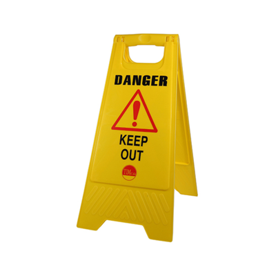 610 x 300 x 30mm A-Frame Safety Sign – Danger Keep Out – Foldable Yellow Warning Board for Workplace & Construction Safety (BAG OF 1)