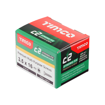 C2 Strong-Fix Wood Screws - PZ2 Double Countersunk Sharp Point Yellow Zinc | High-Performance Timber & Joinery Screws for Precise Driving