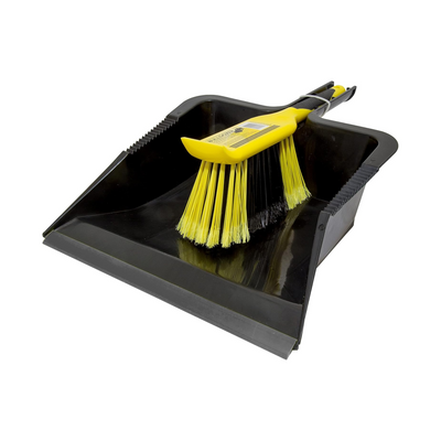 Charles Bentley Bulldozer - Dustpan and Brush Set with Stiff, Soft PVC Bristles Cleaning Supply