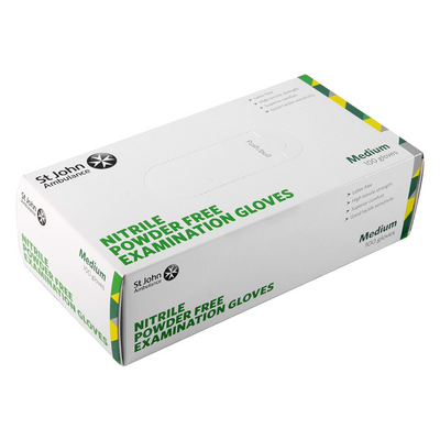 St John Ambulance Extra Sensitive Powder Free Nitrile Medium Gloves, Pack of 100