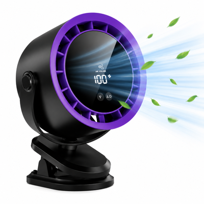 15x12x20cm Home Pro Breeze Rechargeable Clip On Fan, Quiet USB-C Portable Desk Fan with 100 Speed Control, Battery Operated Mini Fan for Travel, Office, Bedroom, Camping