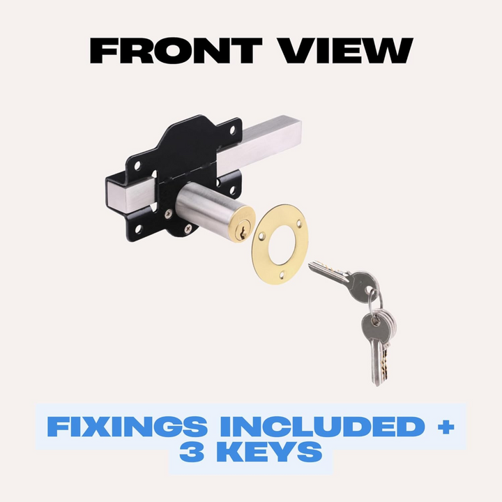 Long Throw Sliding Garden Gate Lock - Double Sided Gate to Gate Latch Locks for Patio Door - Fixings Included (2 Sizes)