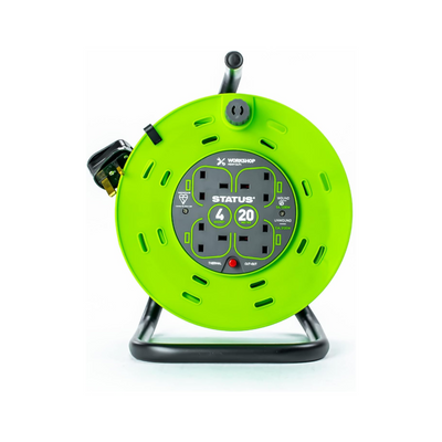 Status 20m Cable Reel - Outdoor Extension Lead - 4 Way Extension Leads Electrical Sockets 13A with Thermal Cut Out
