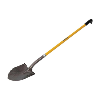 Roughneck Long Handle Garden Spade - Serrated Edge Metal Shovel Fence Hole Digger Garden Tools