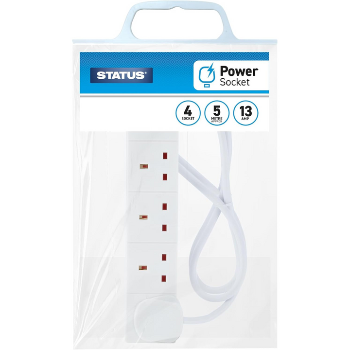 Extension Leads By Status - 5m Extension Cable Multi Socket Plug 4 way Surge Protected Extension Lead