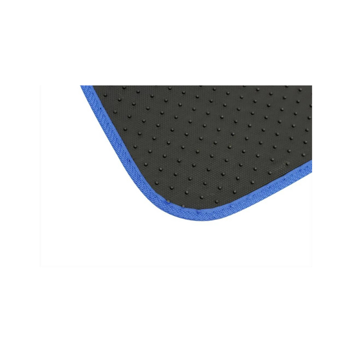 4 Piece Black Velour Mat Set with Blue Bind
