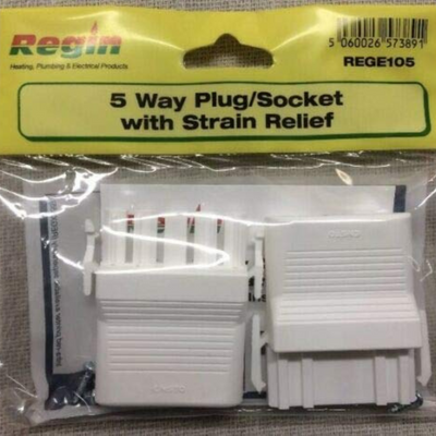 Regin Electrical Plug Sockets - 5 Way Connector Ideal for Valves & Actuators with Strain Relief
