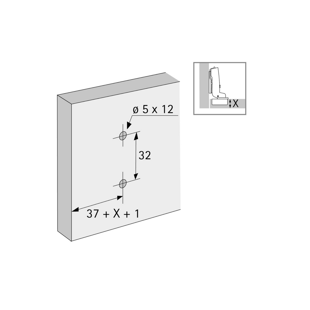 Hettich Cross Mounting Plate 9071626 for Sensys & Intermat Hettich Hinges