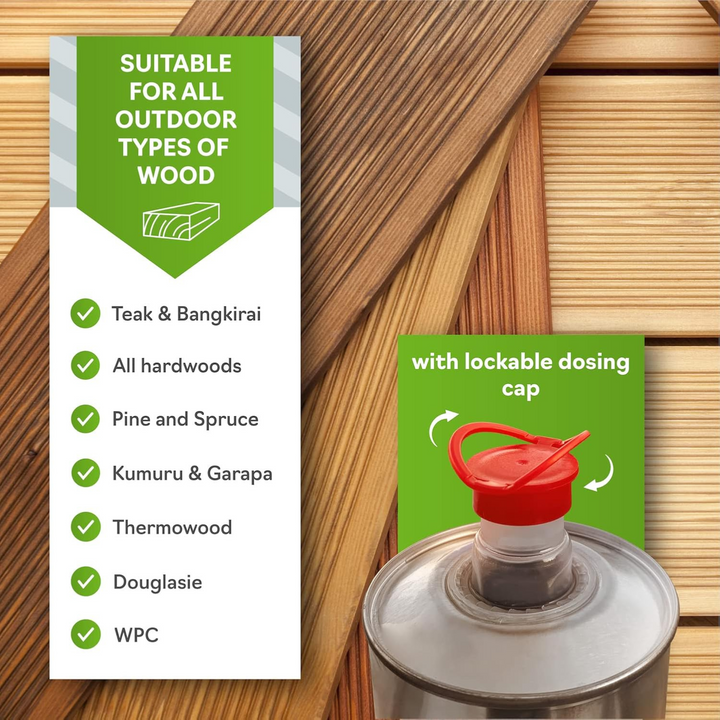 Nordicare - 500ml Wood Sealer Danish Oil for Outdoor Wood Furniture Teak Protector