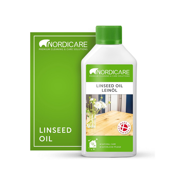 Nordicare - 500ml Linseed Oil 100% Pure Natural - Ideal for Polish, Restore, Rid Water Stains on Wood