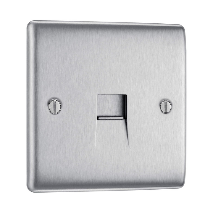 BG Electrical - Master Phone Socket Brushed Steel 1 Gang