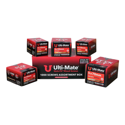Ulti-Mate Stick-Fit Woodscrews - ULTASS Assortment Pack (1000 Screws)
