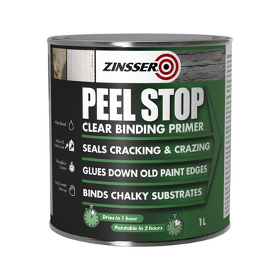 Zinsser Peel Stop Primer 1L – Clear Binding Paint Sealer for Flaking, Peeling Chalky Wall Surfaces (Interior/Exterior)
