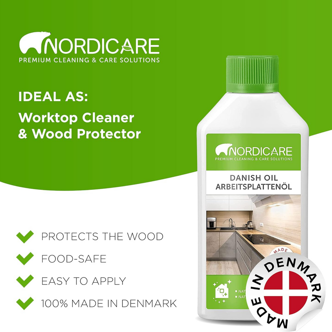 Nordicare - 1L Danish Oil - Food Safe Danish Oil Dry Wood Restorer and Wood Worktop Protection