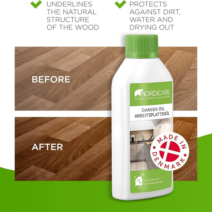 Nordicare - 500ml Danish Oil - Food Safe Danish Oil Dry Wood Restorer and Wood Worktop Protection