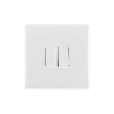 BG Electrical - 16AX Nexus White Molded 2-way Double Light Switch
