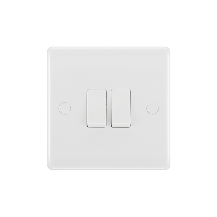 BG Electrical - 16AX Nexus White Molded 2-way Double Light Switch