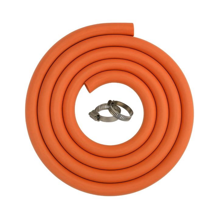 High Pressure LPG Gas Piping With 2 Hose Clips For Cooker with Clips for BBQ Tool, Patio Heater, Camping Stove (7 Sizes)