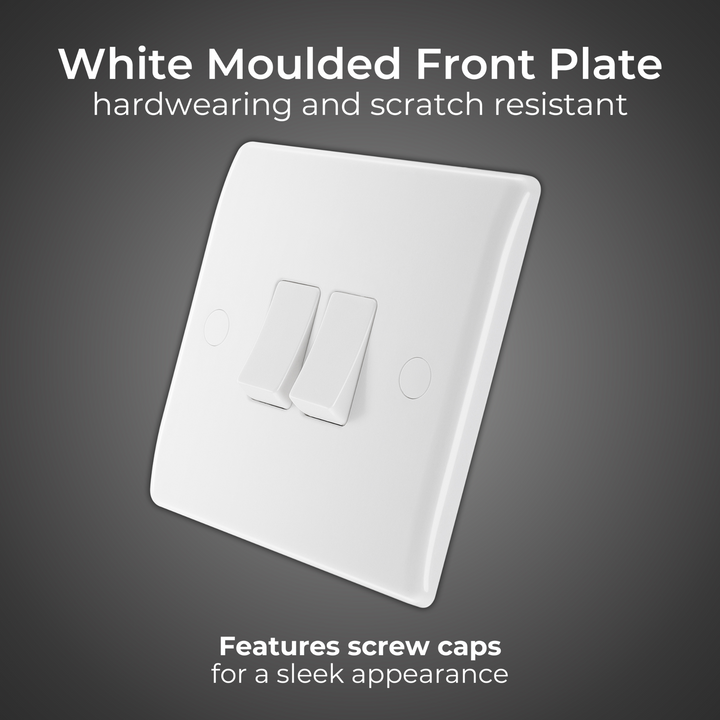 BG Electrical - 16AX Nexus White Molded 2-way Double Light Switch