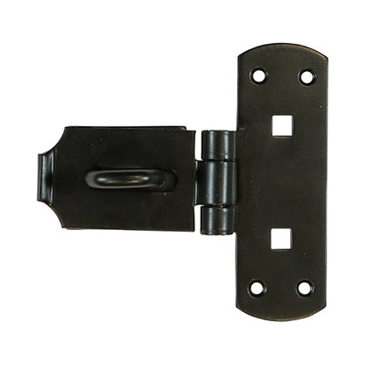 6" Vertical Pattern Bolt-On Hasp & Staple – Black Powder Coated Gate & Shed Lock Plate