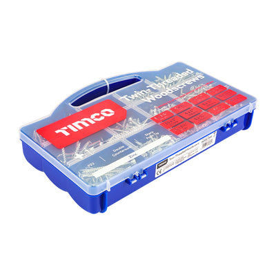 TIMCO Twin-Threaded Woodscrews Zinc PZ Double Countersunk Mixed Tray – 1,140 Pieces