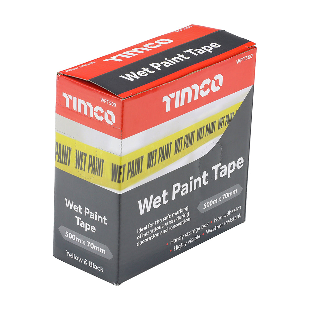 Wet Paint Barrier Tape – Yellow & Black Non-Adhesive Safety Warning Tape for Decorating and Renovation Projects