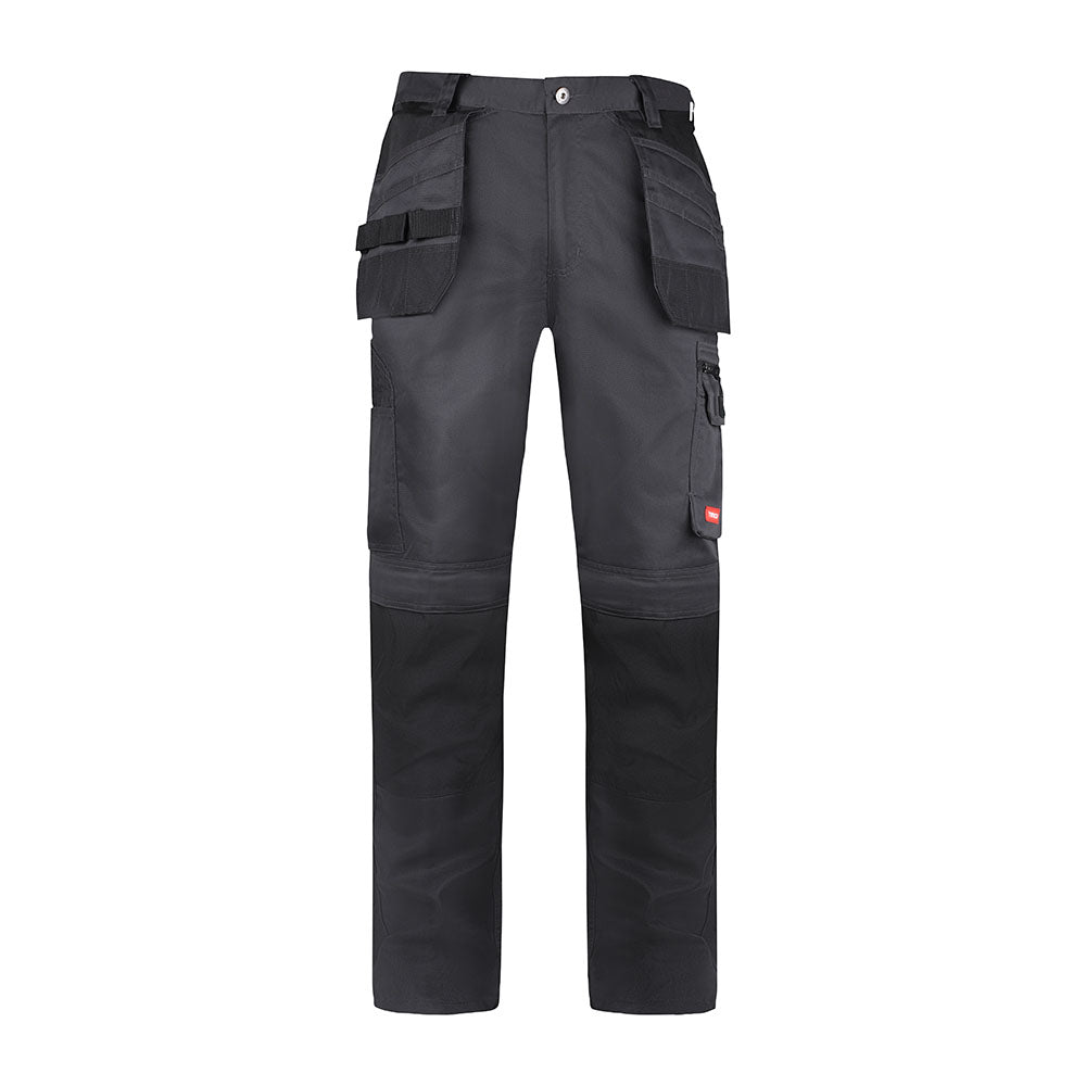 Workman Trousers | Grey Black Tradesman Holster Pocket Pants with Reinforced Knees & Tapered Fit