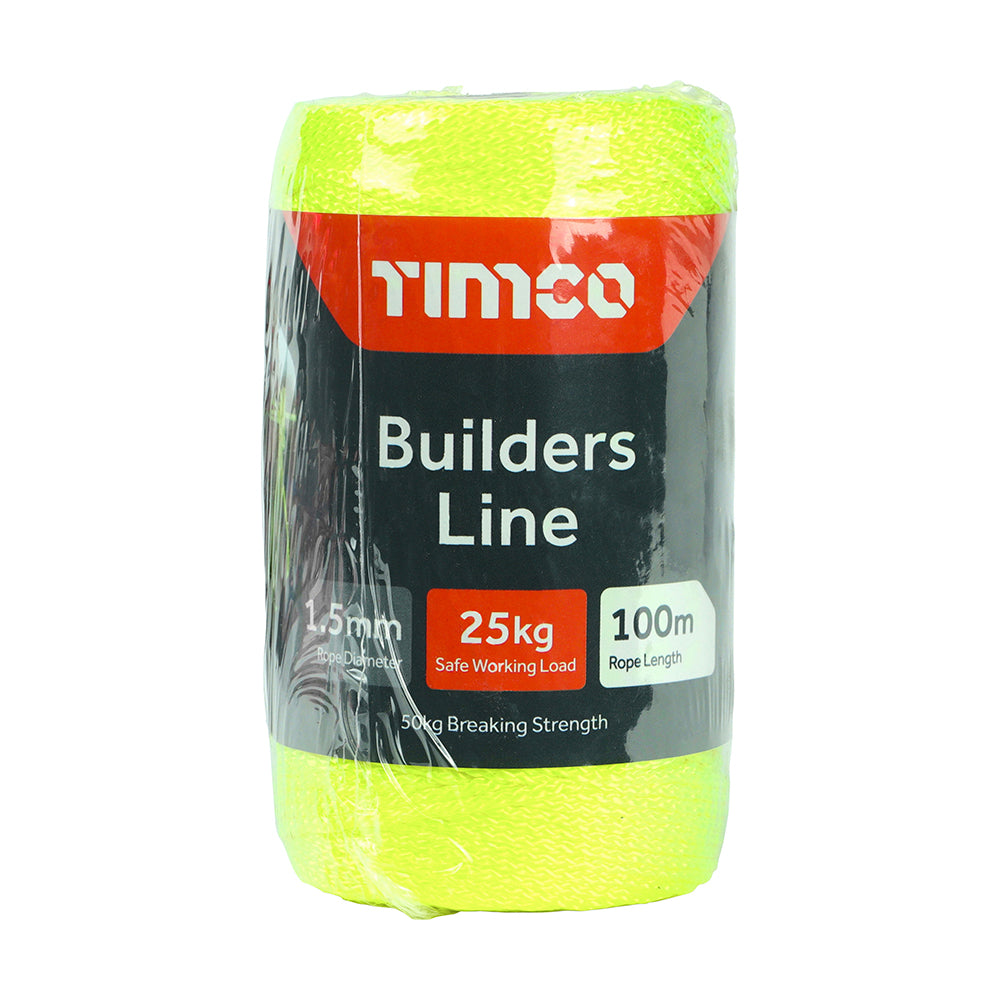 1.5mm x 100m Builders Line – Yellow Tube | TIMCO Masonry & Layout Line | High Strength Nylon String | Professional Construction Tool