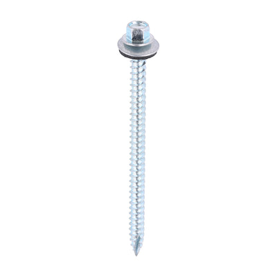 100x - Hex Head Timber Screws with EPDM Washer – Zinc-Plated - Slash Point for Thin Sheet Metals and Timbers
