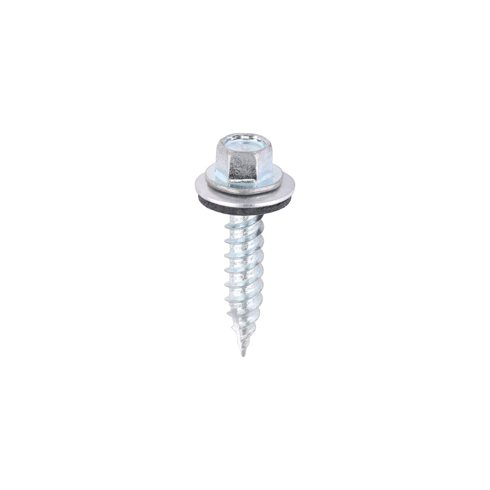 100x - Hex Head Timber Screws with EPDM Washer – Zinc-Plated - Slash Point for Thin Sheet Metals and Timbers