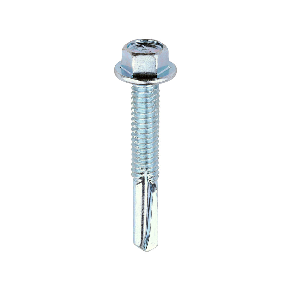 Metal Construction Heavy Section Screws – Hex Head Self-Drilling Zinc Screws for Steel Fixing Applications (BOX OF 100)