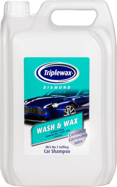 5L bottle of Triplewax Wash And Wax, a premium car shampoo and wax for brilliant vehicle shine.