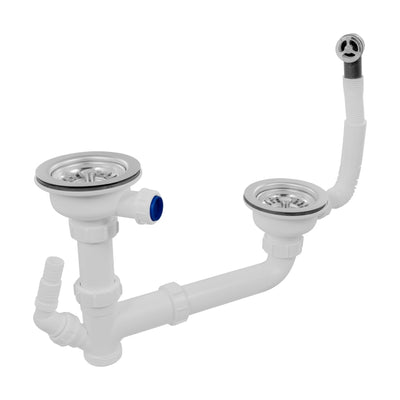 McAlpine SK2-BWS Double Bowl Kitchen Sink Waste Kit with 2 Basket Strainer Wastes (No Trap) – 1.5" Outlet
