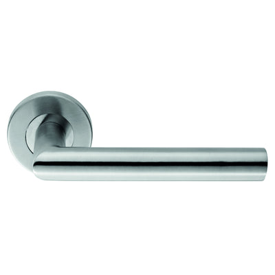 201 Treviri Mitred Lever on Sprung Push-on Round Rose 201 Treviri - Satin Stainless Steel