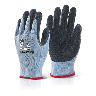 Beeswift XL black latex palm coated multi-purpose work gloves.