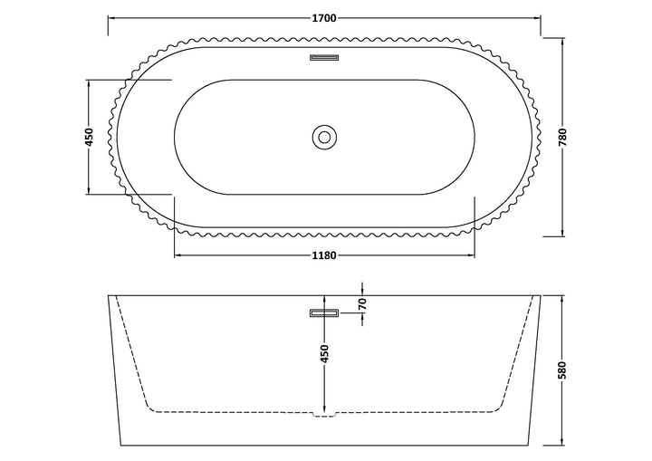 James Parker - Luxury Oval Freestanding Bath 1700mm