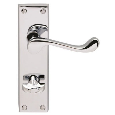 170x42mm Victorian Scroll Privacy Lever Door Handle on Backplate with elegant design.