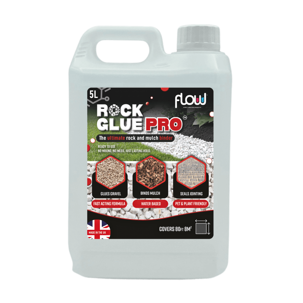 2.5 Litre Rock Glue Pro Heavy-Duty Water-Based Gravel & Mulch Binder for driveways and paths.