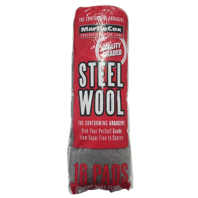 16x Pads Martin Cox Steel Wool Grade 00 Wire Wool for Cleaning, Finishing & Polishing Metal, Wood & Automotive