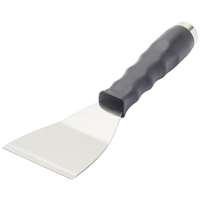 3 inch bent pole scraper with screw-fit attachment for extension poles, ideal for paint removal.