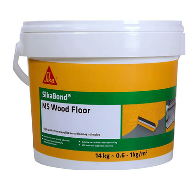 14KG SikaBond MS Wood Floor Adhesive for professional parquet and plank flooring installation.
    *(Character count: 96/100)*