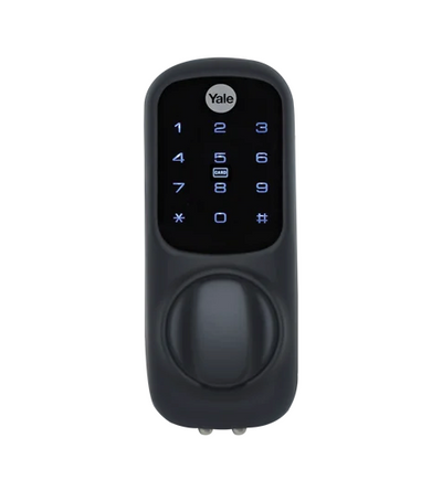 KEYLESS CONNECTED BLACK Yale Smart Door Lock with digital keypad for keyless entry.