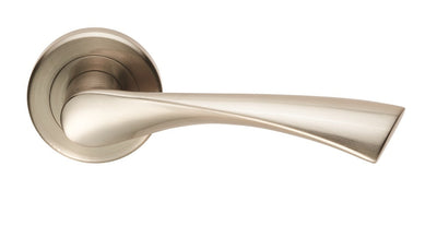 52mm round rose VENTI lever door handle in satin nickel finish for modern interior doors.